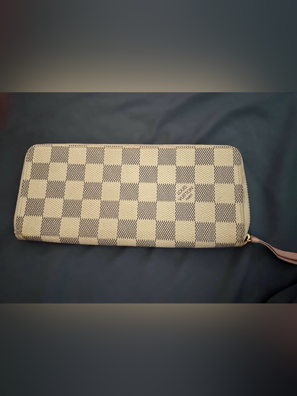 Louis Vuitton Damier Azur Zip Wallet in Pink & Brown